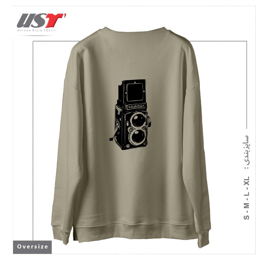 طرح ROLLEIFLEX ILLUSTRATION سوییشرت اورسایزرنگ نخودی