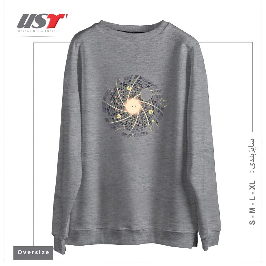 طرح SKY APERTURE سوییشرت اورسایزرنگ طوسی ملانژ