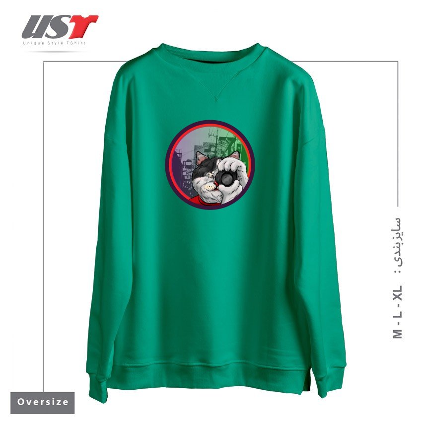 سوییشرت اورسایز طرح STREET CAT TOKIO