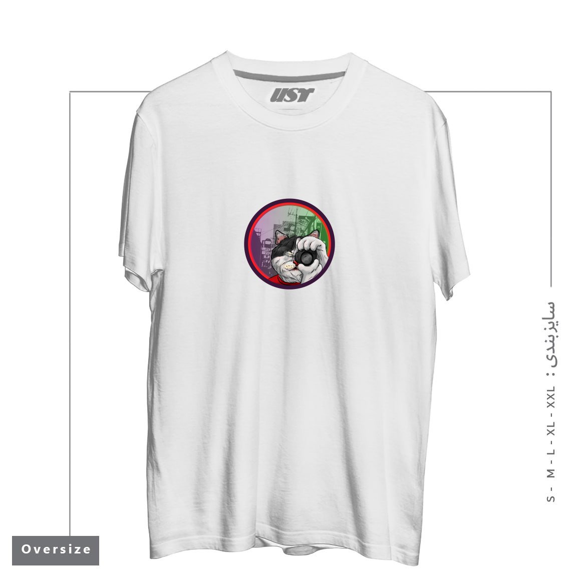 طرح STREET CAT TOKIO تیشرت اورسایزرنگ سفید
