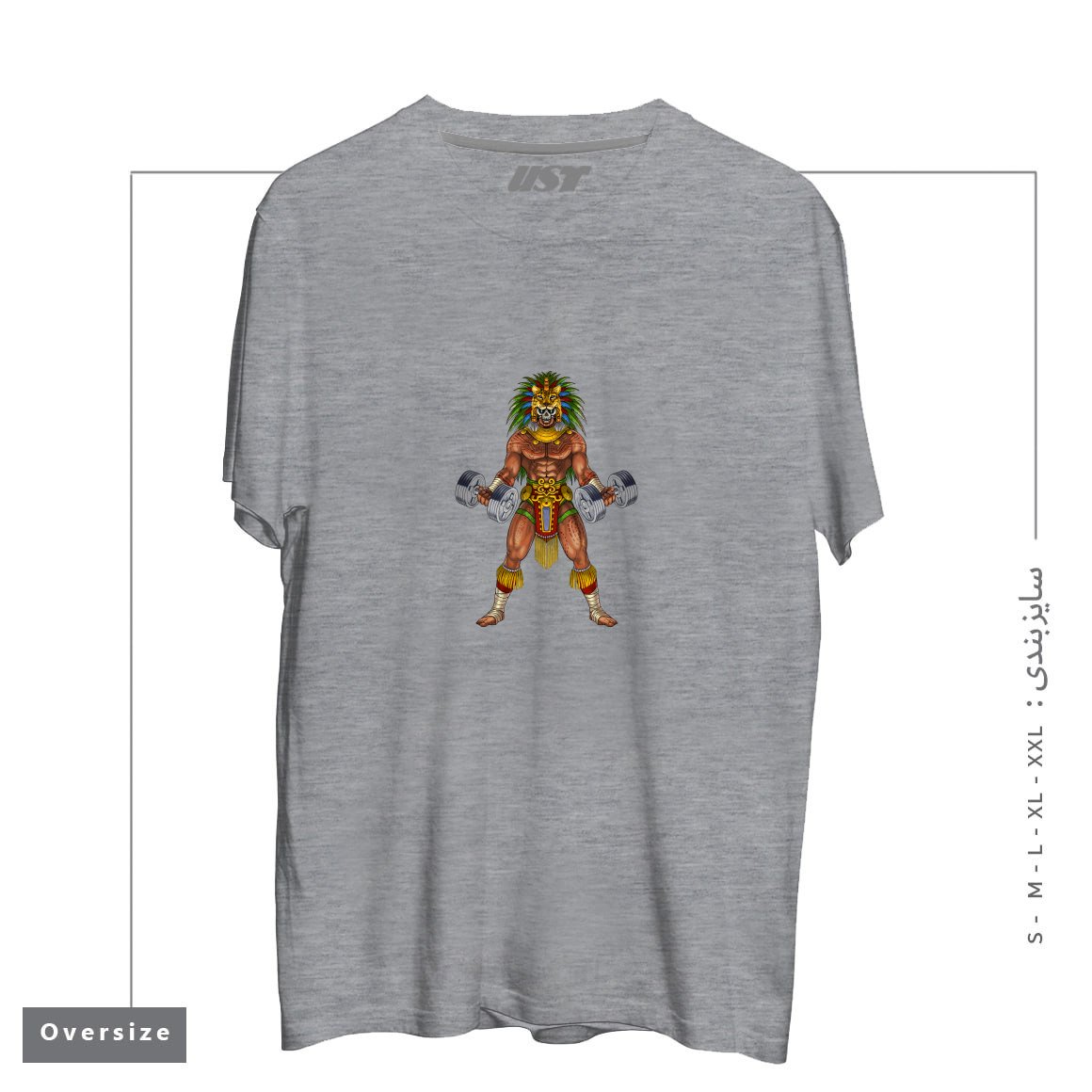 تیشرت اورسایز طرح AZTEC JAGUAR WARRIOR BODYBUILDER