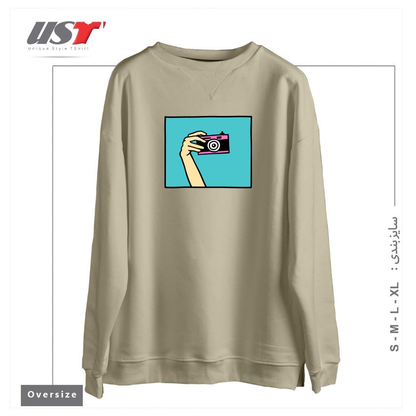 طرح TAKE A PICTURE سوییشرت اورسایزرنگ نخودی