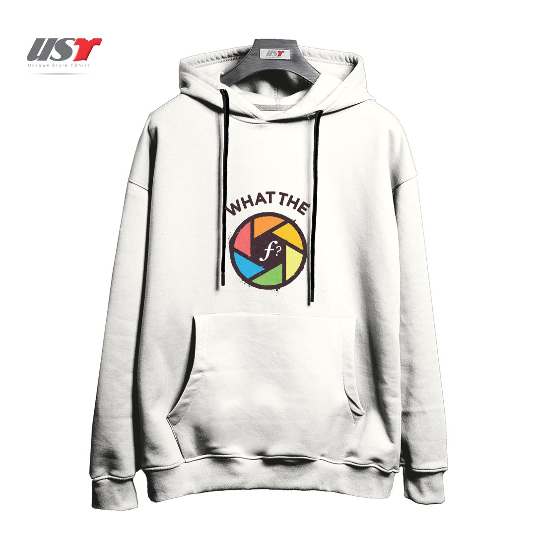 طرح WTF - WHAT THE F هودی اورسایزرنگ سفید