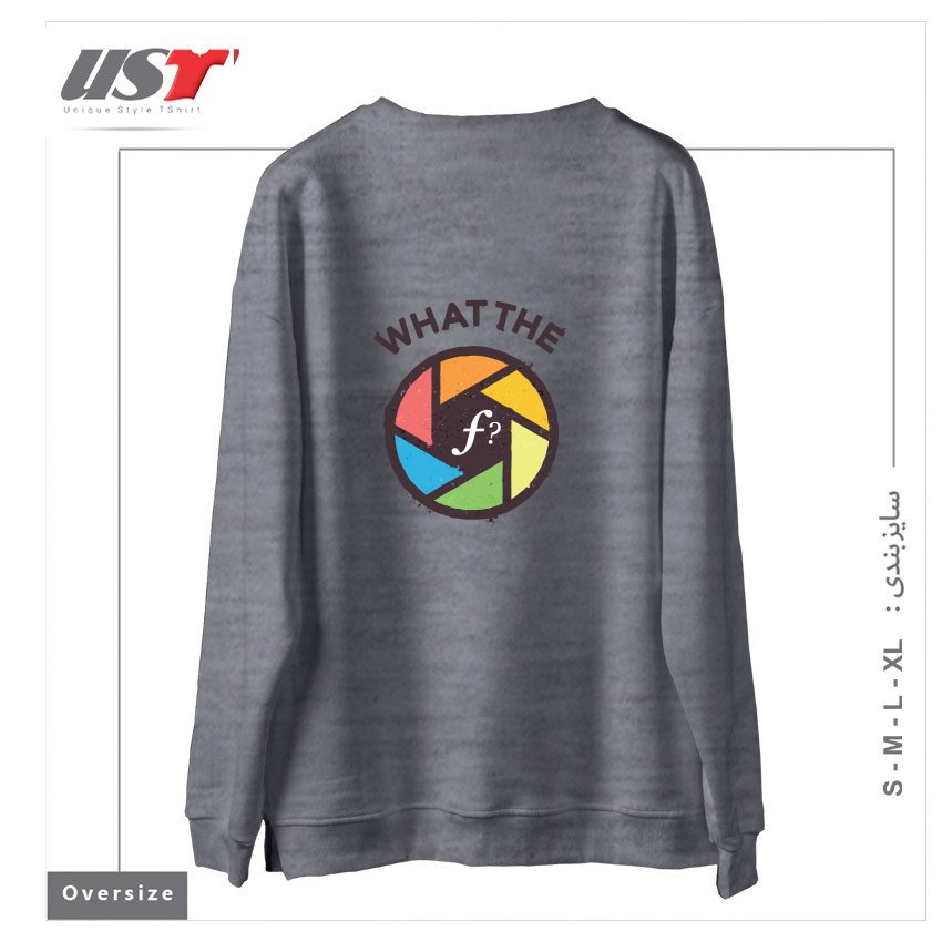 طرح WTF - WHAT THE F سوییشرت اورسایزرنگ طوسی ملانژ