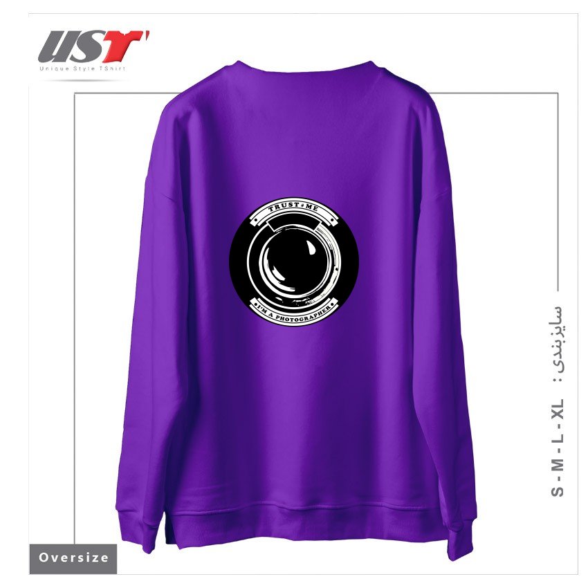 طرح TRUST ME I'M A PHOTOGRAPHER سوییشرت اورسایزرنگ بنفش