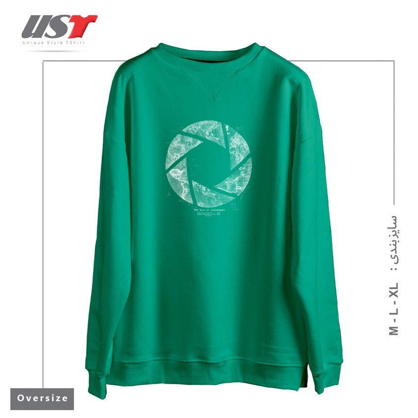 طرح TRAVELING LENS سوییشرت اورسایزرنگ سبز سدری