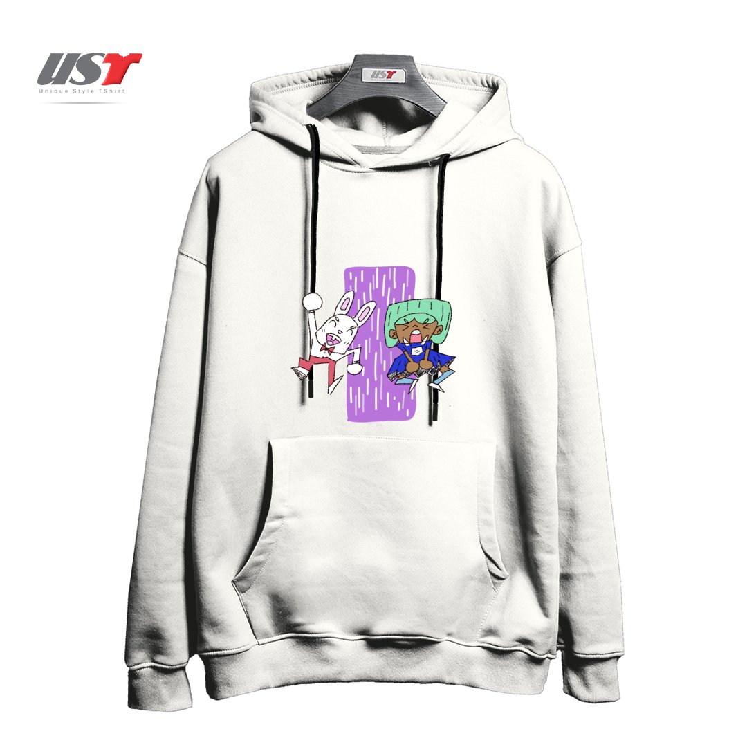 هودی اورسایز طرح ALICIA AND THE WHITE RABBIT