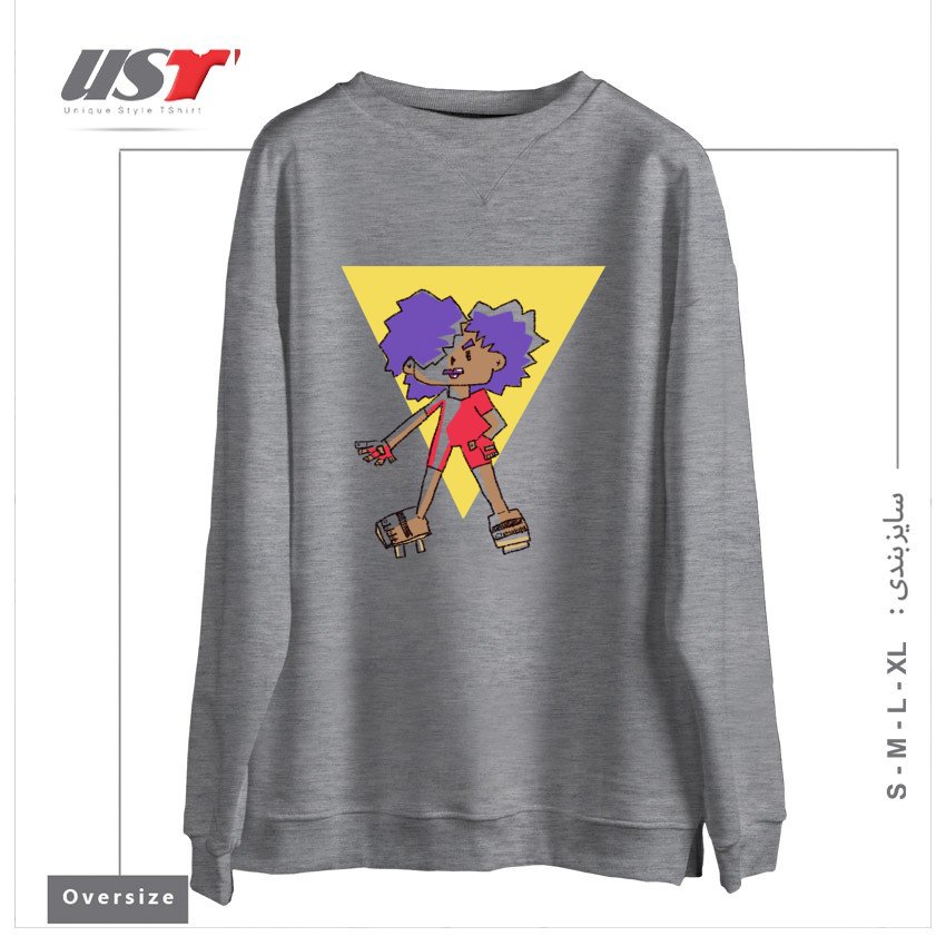 طرح DEBRA 'THUNDER' WATKINS سوییشرت اورسایزرنگ طوسی ملانژ