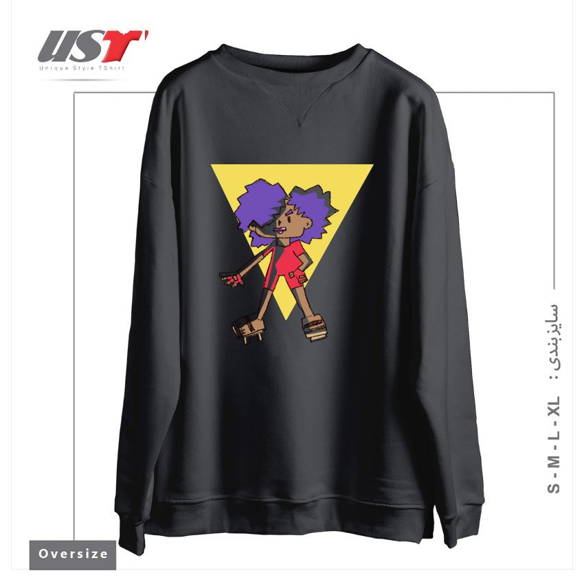 طرح DEBRA 'THUNDER' WATKINS سوییشرت اورسایزرنگ دودی