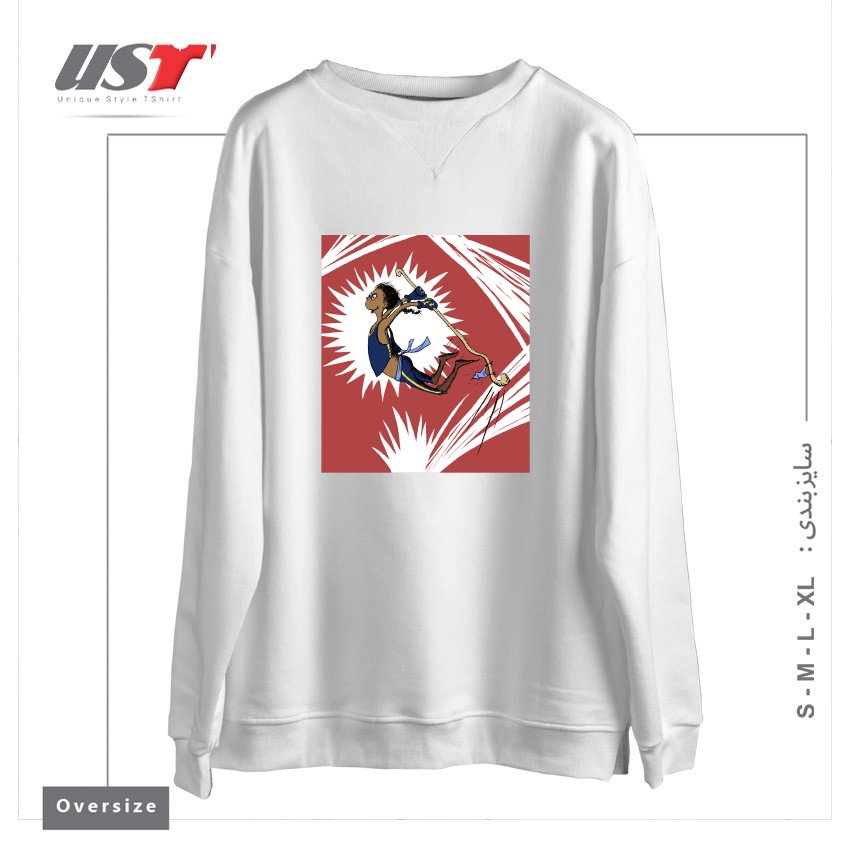 طرح DOPE MONK STUFF سوییشرت اورسایزرنگ سفید