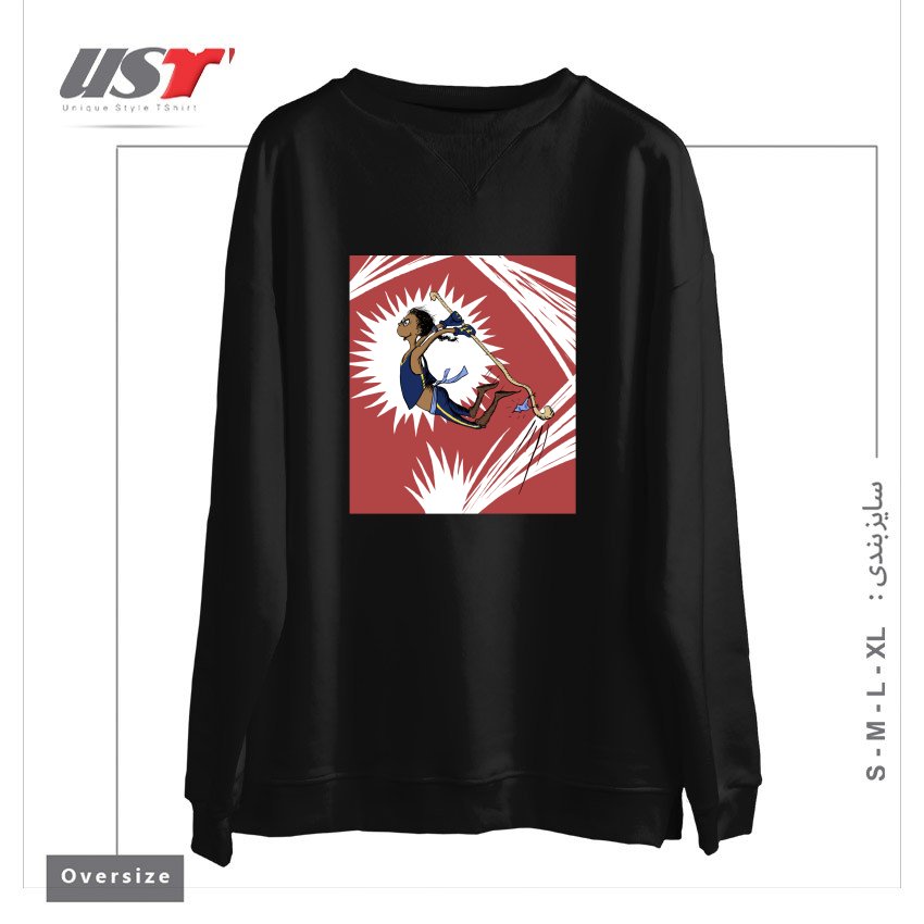 طرح DOPE MONK STUFF سوییشرت اورسایزرنگ مشکی