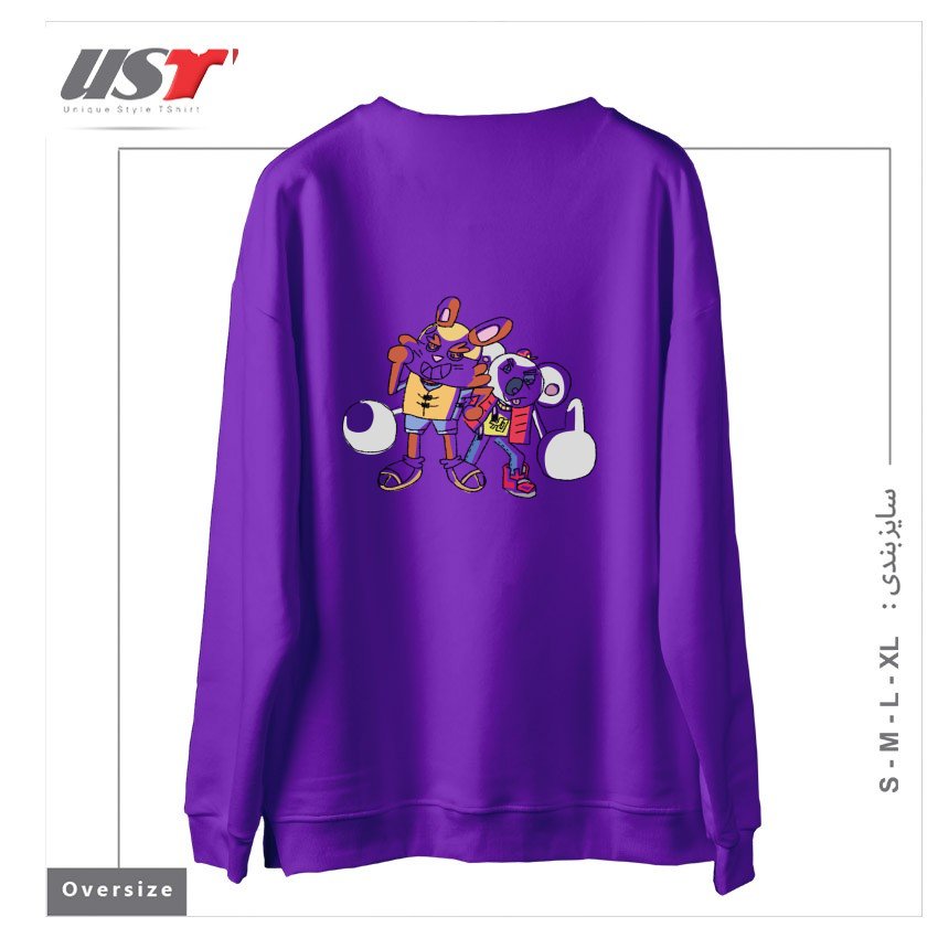 طرح EVAN & KEVIN سوییشرت اورسایزرنگ بنفش