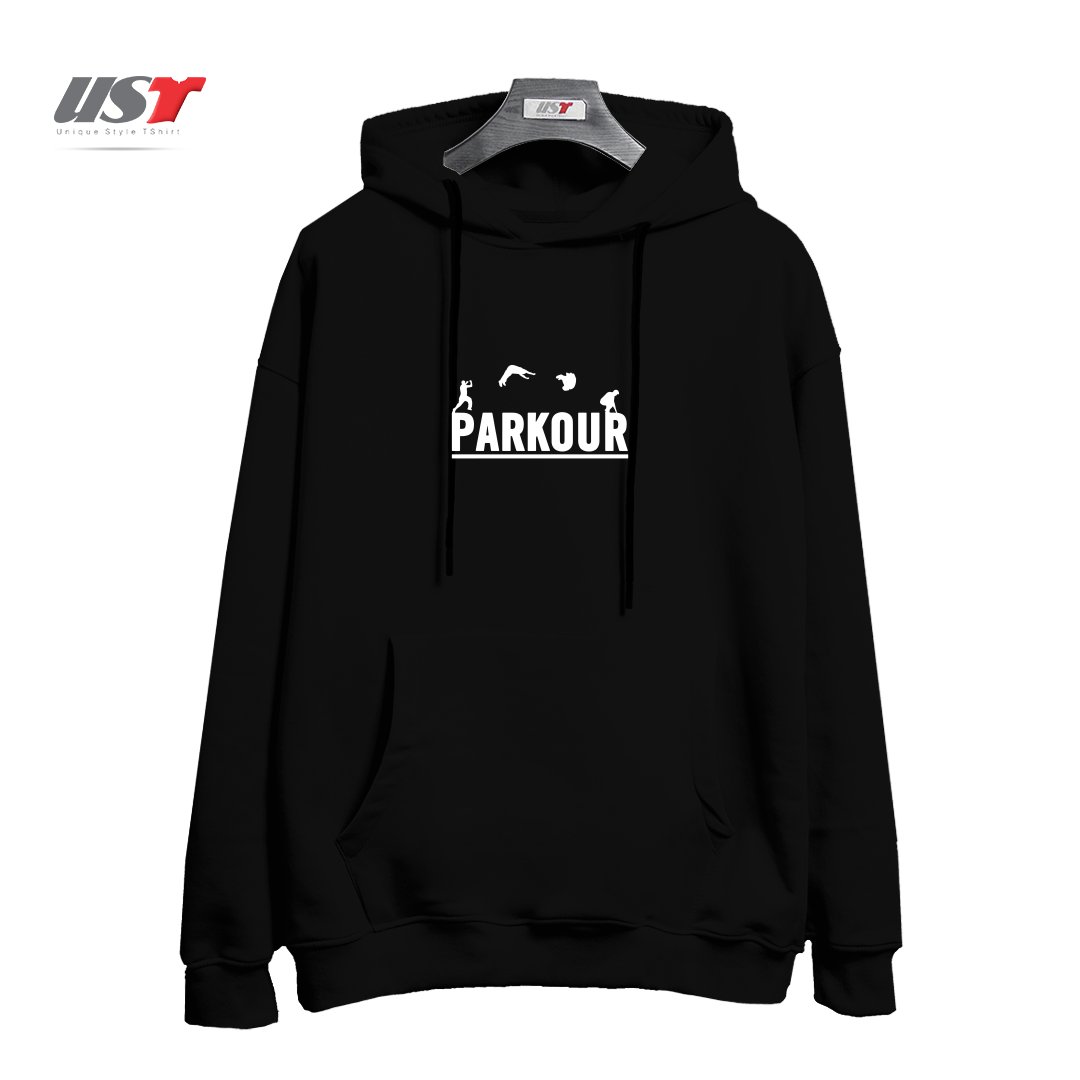 طرح PARKOUR LOGO هودی اورسایزرنگ مشکی