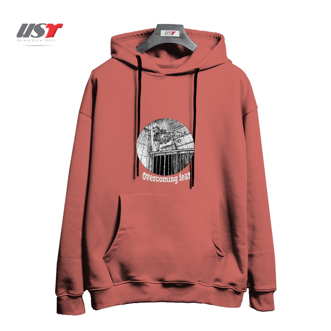 هودی اورسایز طرح OVERCOMING FEAR ON BLACK ITEMS