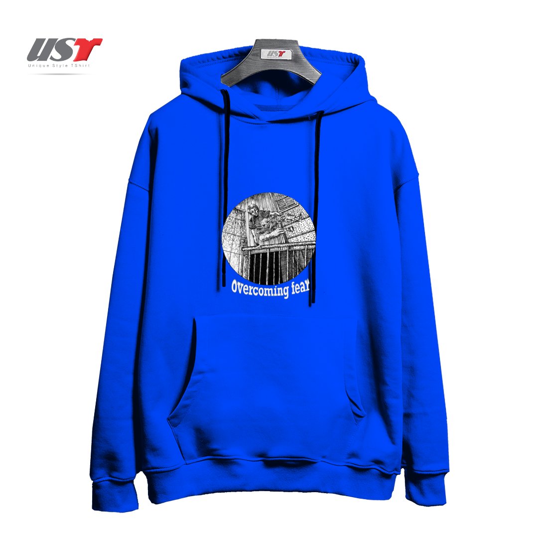 هودی اورسایز طرح OVERCOMING FEAR ON BLACK ITEMS
