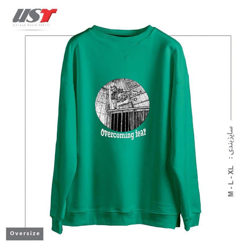 سوییشرت اورسایز طرح OVERCOMING FEAR ON BLACK ITEMS