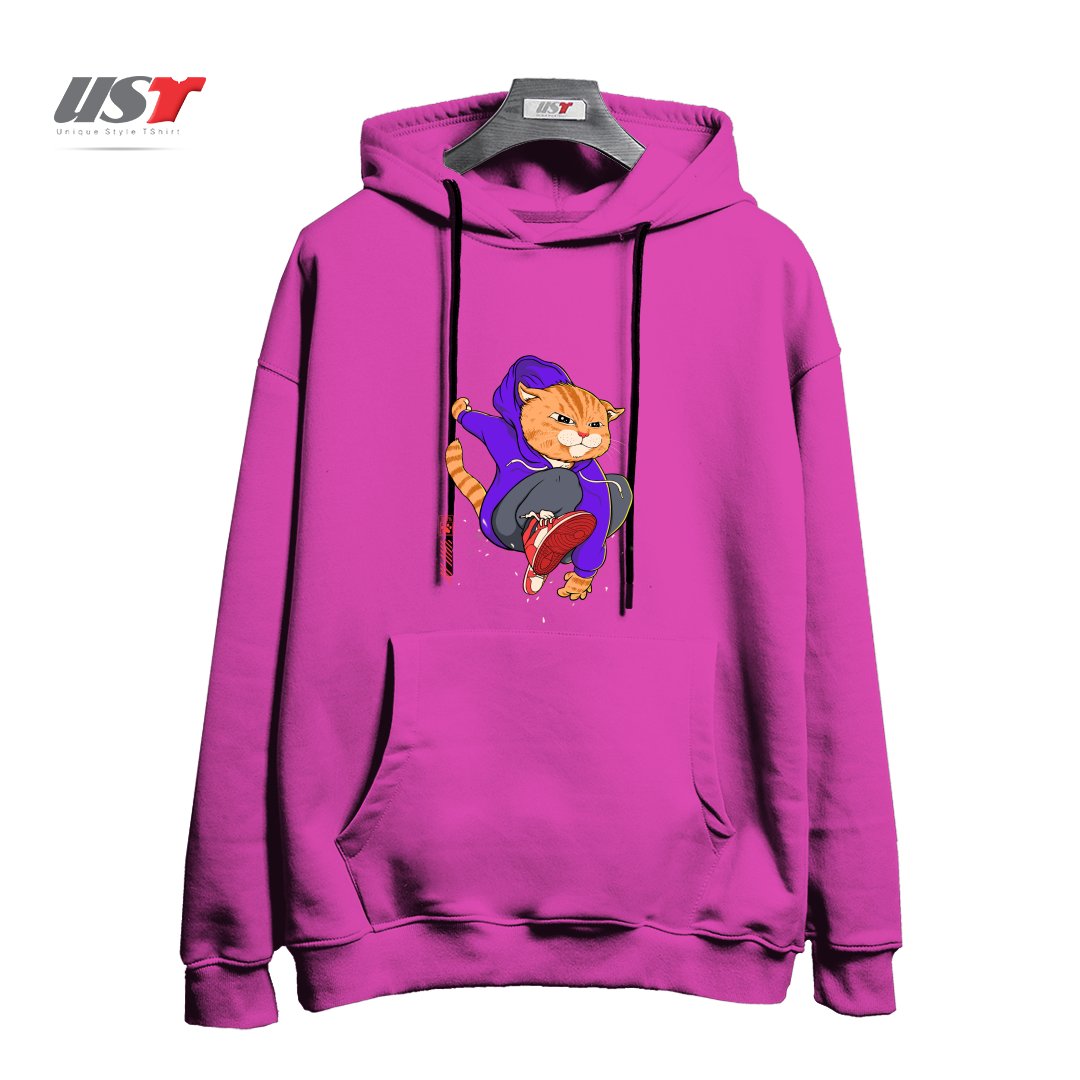 طرح PURRKOUR DOWNTOWN هودی اورسایزرنگ صورتی