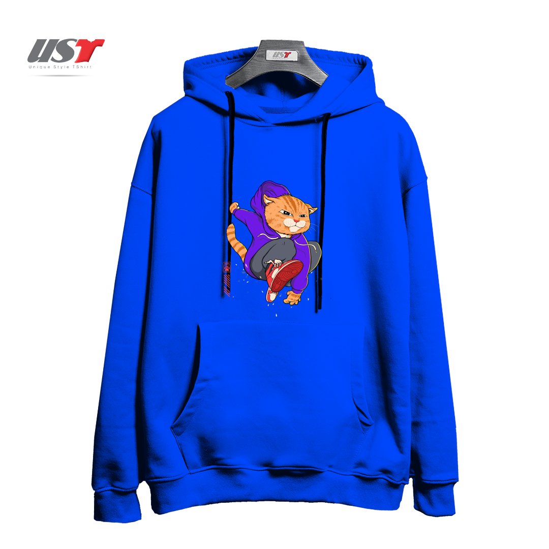 طرح PURRKOUR DOWNTOWN هودی اورسایزرنگ آبی شالی