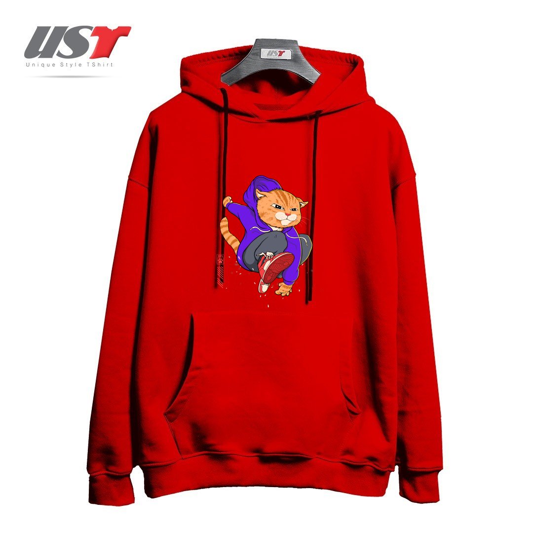 طرح PURRKOUR DOWNTOWN هودی اورسایزرنگ قرمز