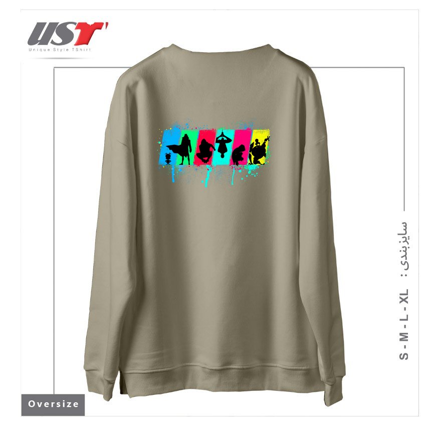 طرح SPIDER SOULS سوییشرت اورسایزرنگ نخودی