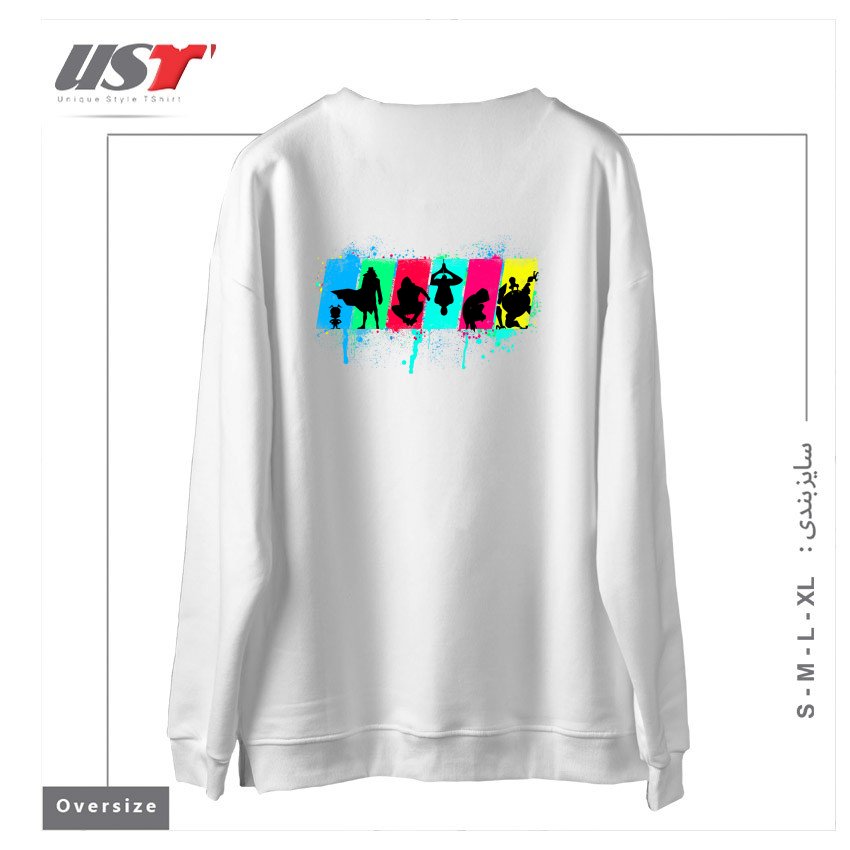 طرح SPIDER SOULS سوییشرت اورسایزرنگ سفید