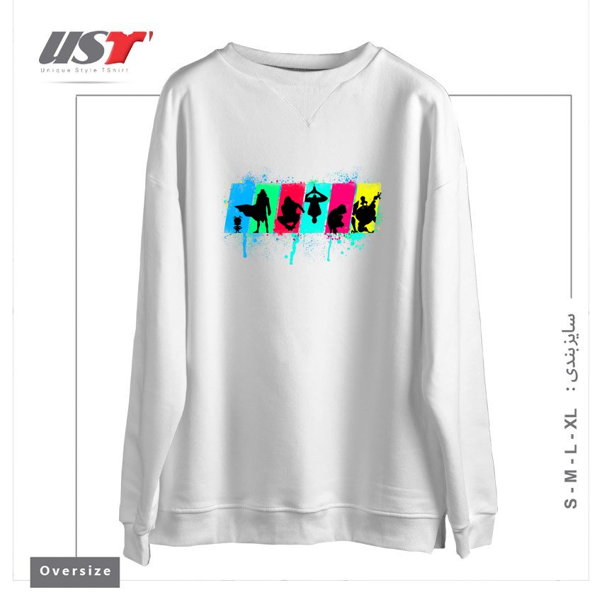 طرح SPIDER SOULS سوییشرت اورسایزرنگ سفید