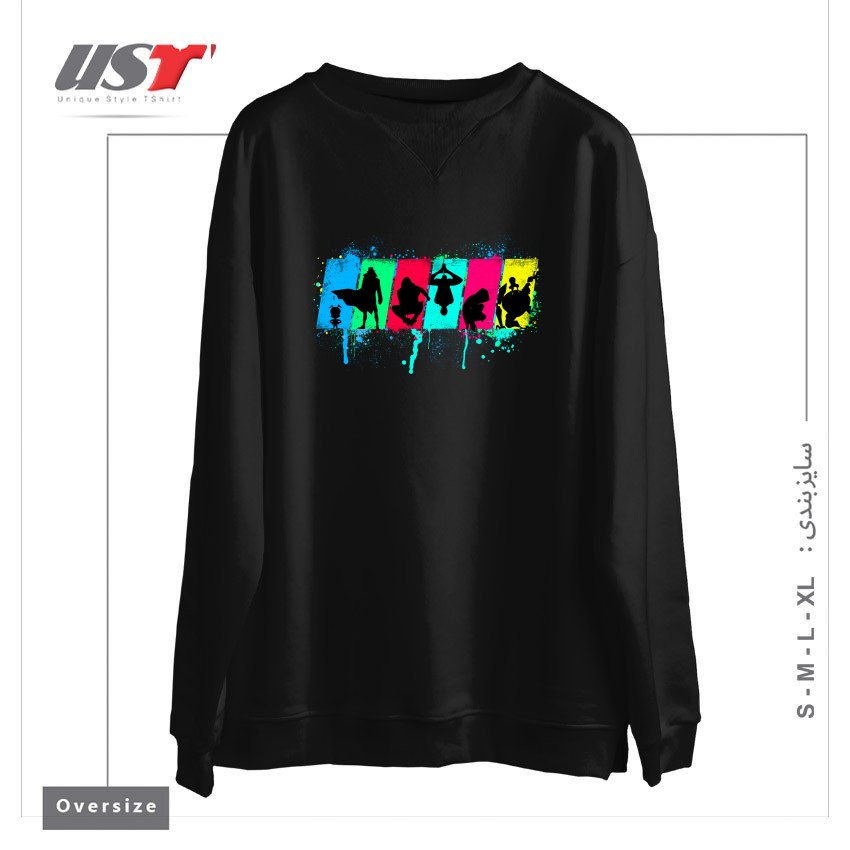 طرح SPIDER SOULS سوییشرت اورسایزرنگ مشکی