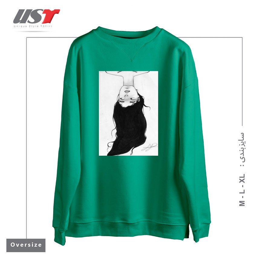 طرح WATER سوییشرت اورسایزرنگ سبز سدری