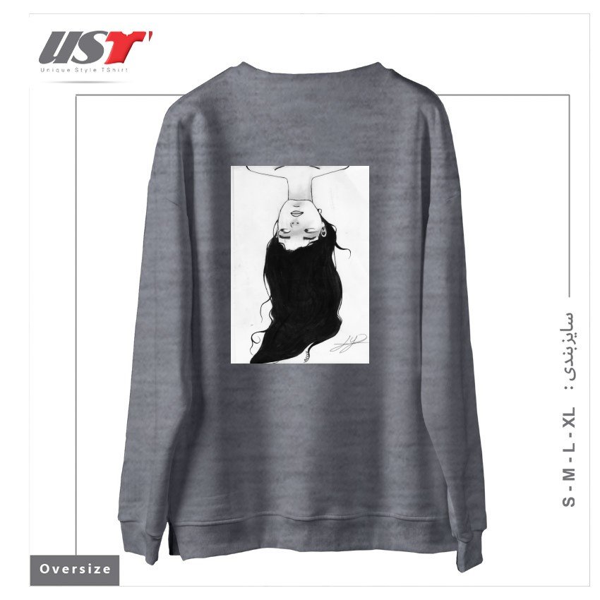 طرح WATER سوییشرت اورسایزرنگ طوسی ملانژ