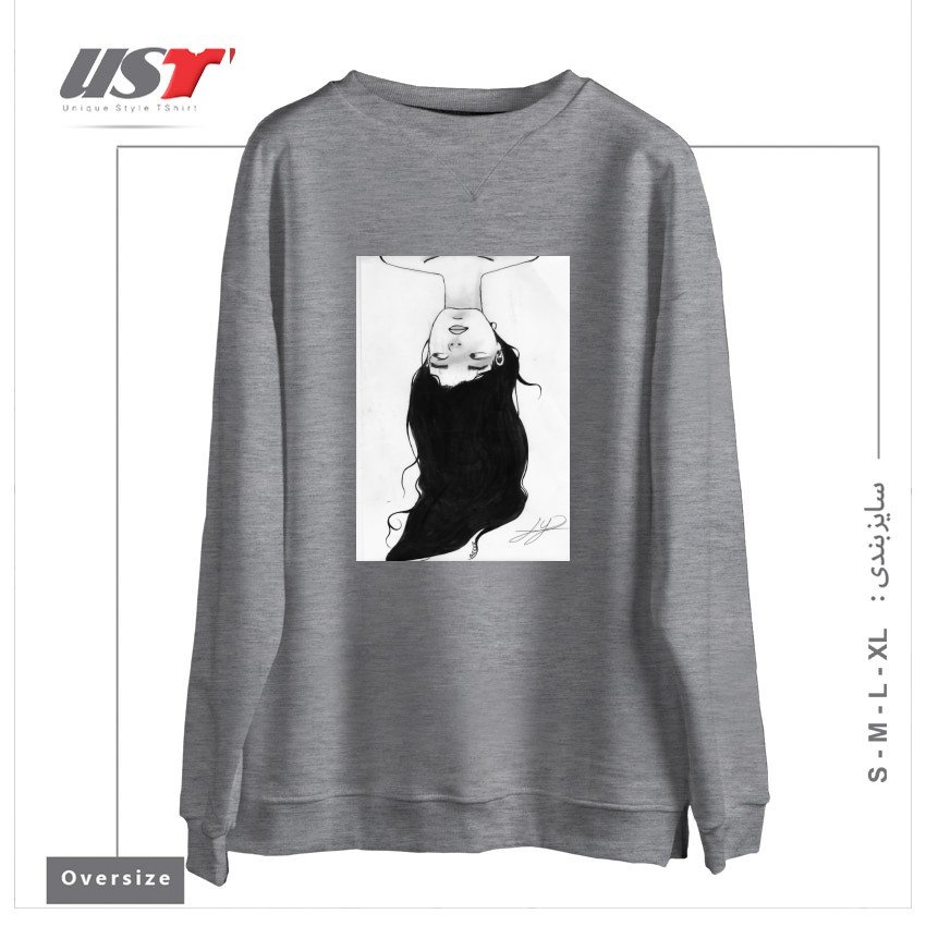 طرح WATER سوییشرت اورسایزرنگ طوسی ملانژ