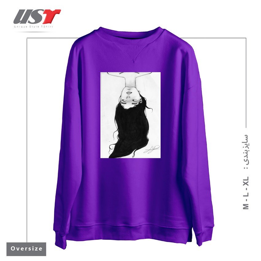 طرح WATER سوییشرت اورسایزرنگ بنفش