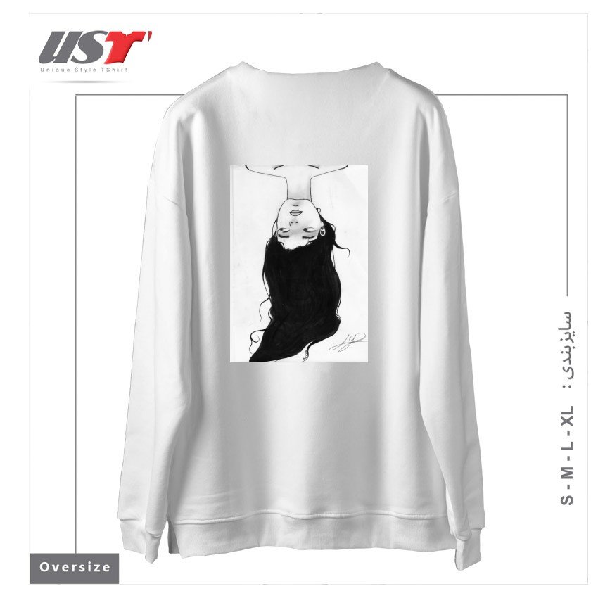 طرح WATER سوییشرت اورسایزرنگ سفید