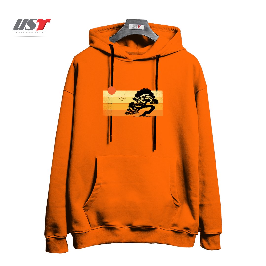 طرح A SUMMER TREE هودی اورسایزرنگ نارنجی