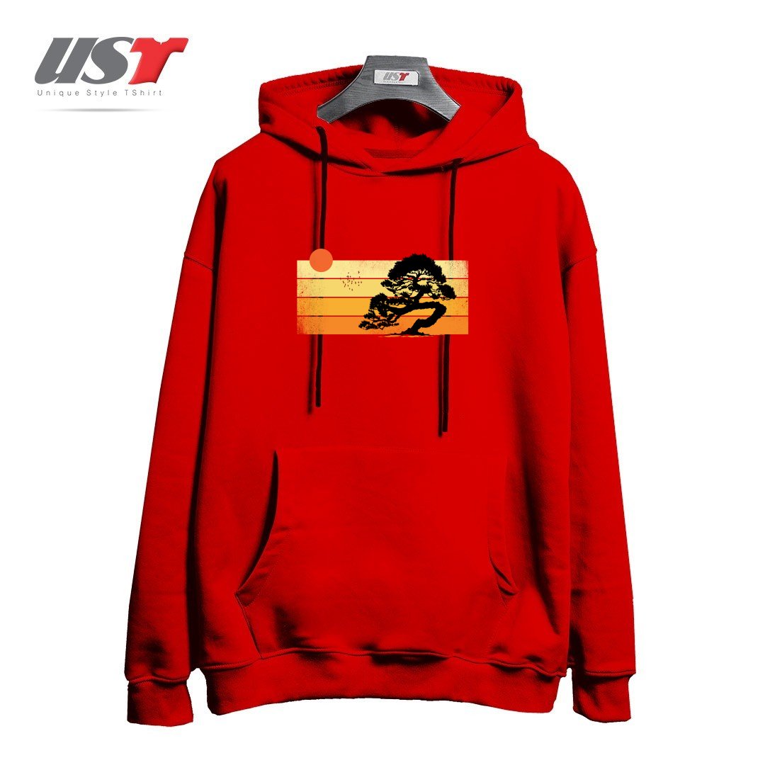 طرح A SUMMER TREE هودی اورسایزرنگ قرمز