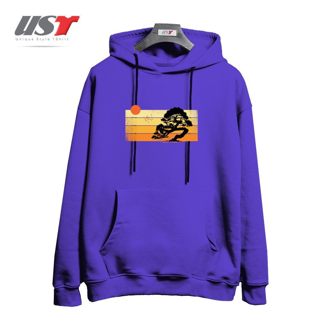 طرح A SUMMER TREE هودی اورسایزرنگ بنفش