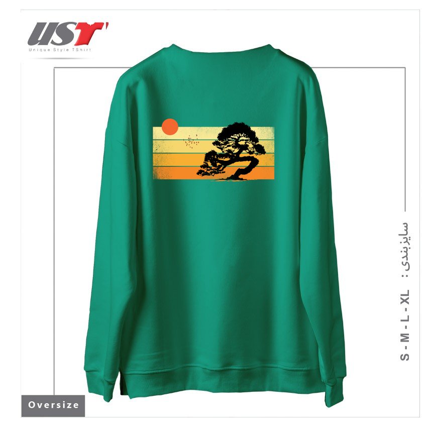 طرح A SUMMER TREE سوییشرت اورسایزرنگ سبز سدری