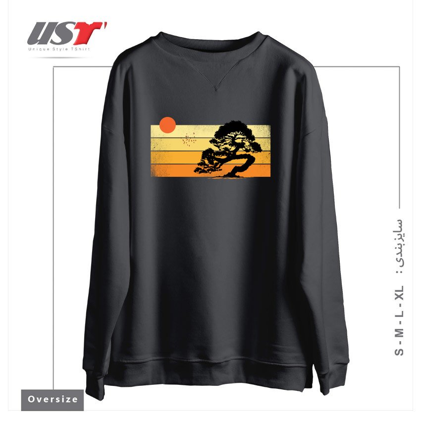 طرح A SUMMER TREE سوییشرت اورسایزرنگ دودی