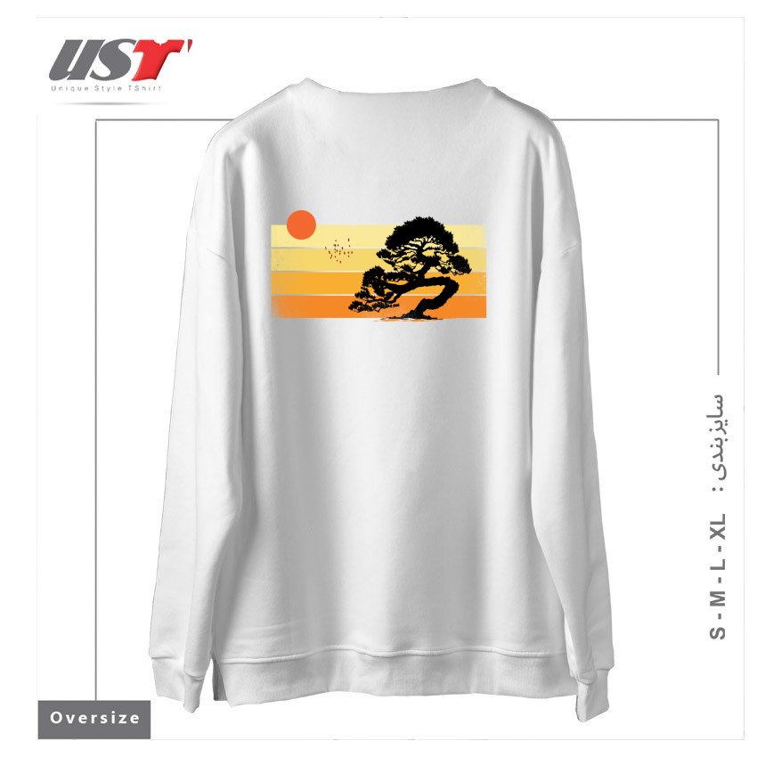 طرح A SUMMER TREE سوییشرت اورسایزرنگ سفید