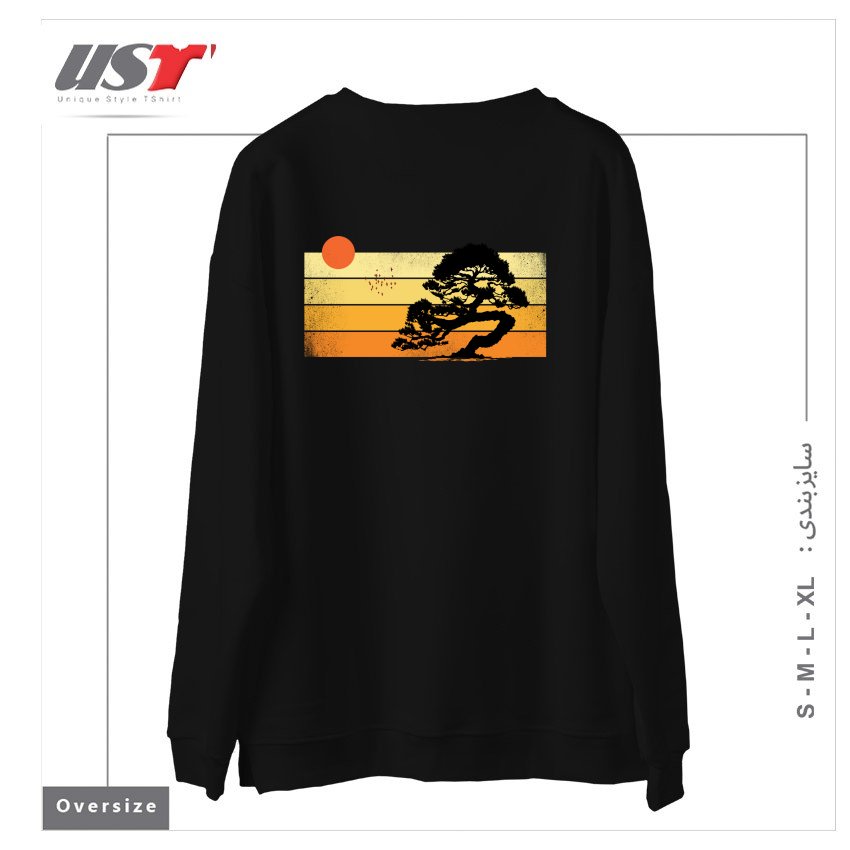 طرح A SUMMER TREE سوییشرت اورسایزرنگ مشکی