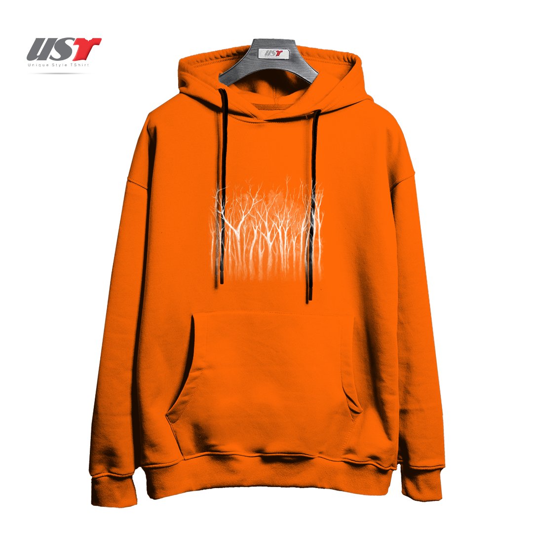 طرح AMONG TREES هودی اورسایزرنگ نارنجی