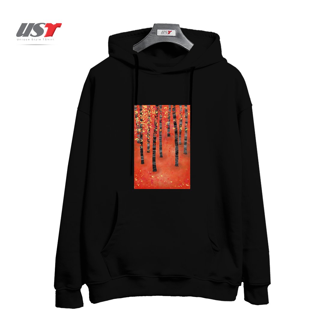 طرح BIRCH FOREST هودی اورسایزرنگ مشکی