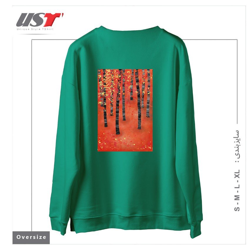 طرح BIRCH FOREST سوییشرت اورسایزرنگ سبز سدری