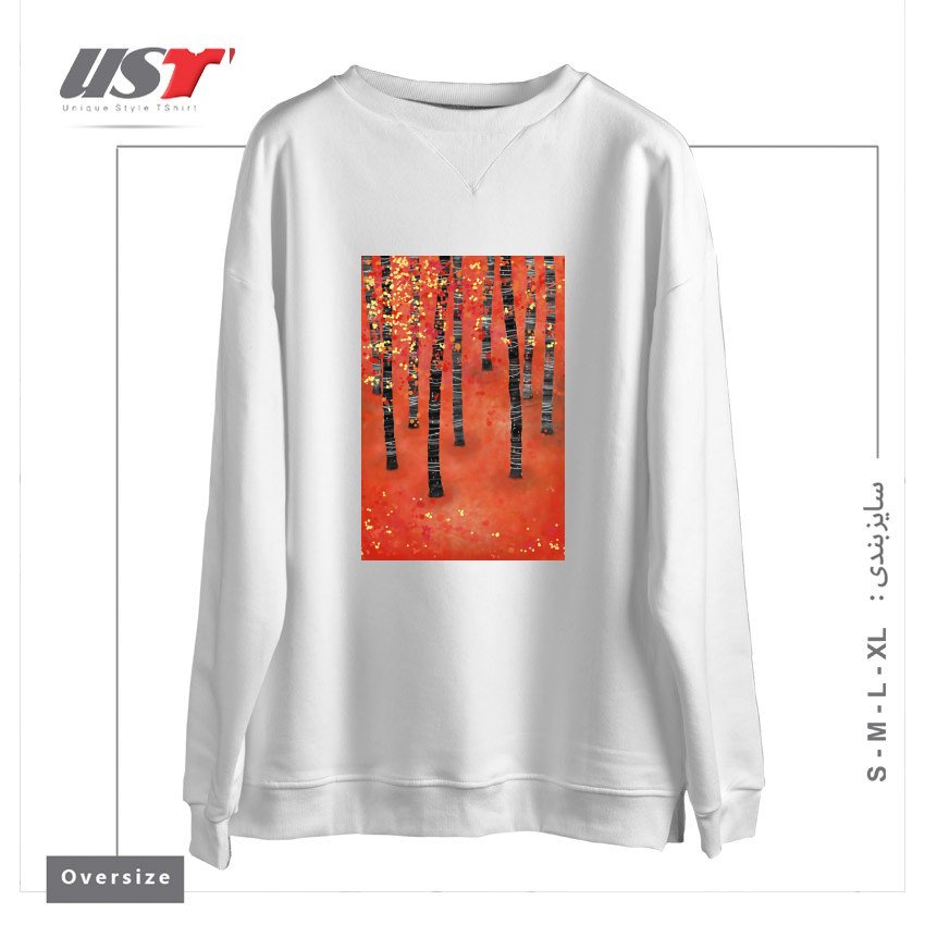 طرح BIRCH FOREST سوییشرت اورسایزرنگ سفید