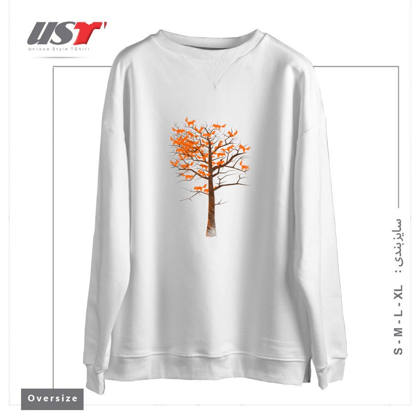 سوییشرت اورسایز طرح BLAZING FOX TREE