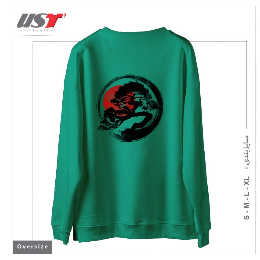 طرح BONSAI STROKE سوییشرت اورسایزرنگ سبز سدری