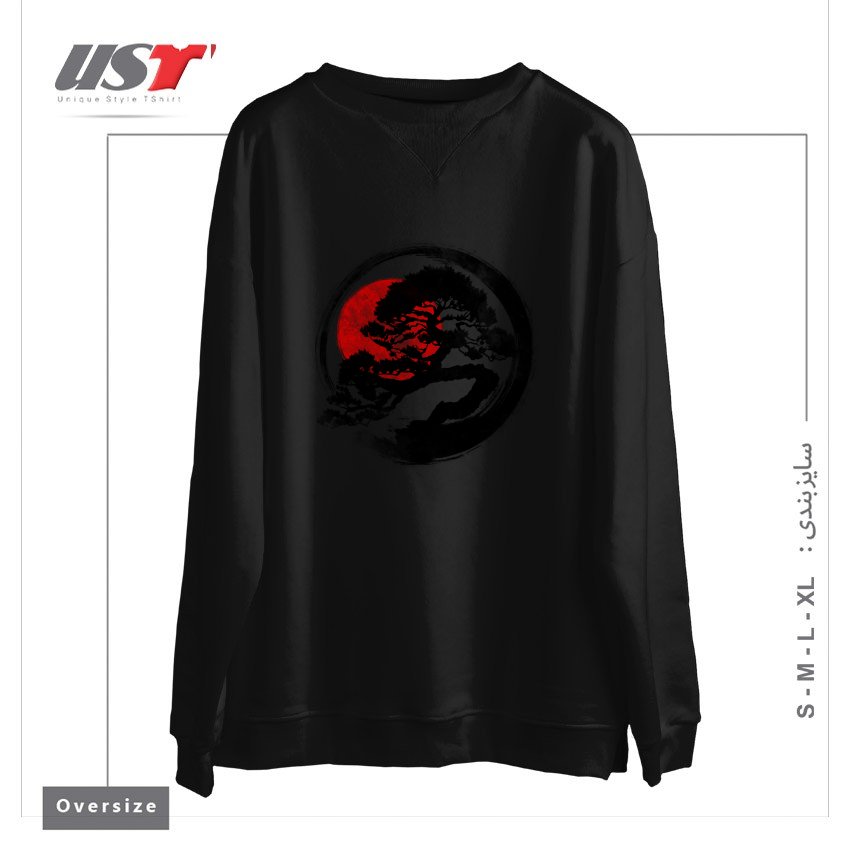 طرح BONSAI STROKE سوییشرت اورسایزرنگ مشکی