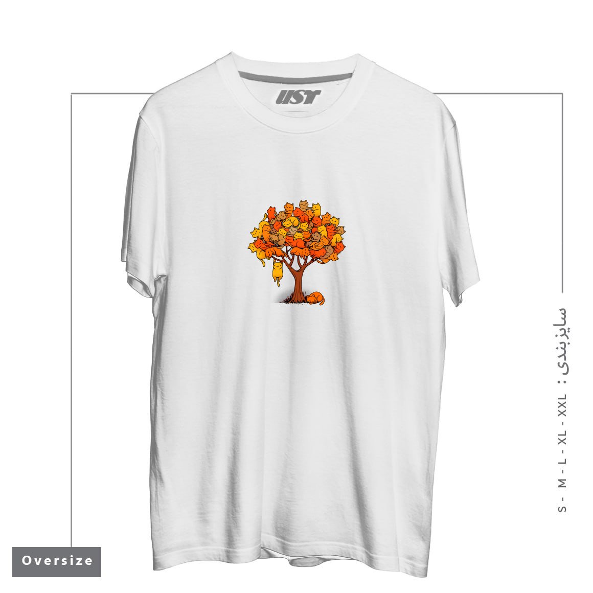 تیشرت اورسایز طرح CAT TREE