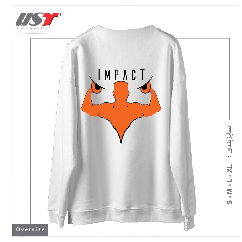 طرح IMPACT سوییشرت اورسایزرنگ سفید