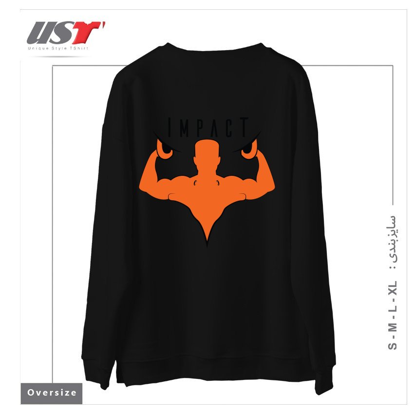 طرح IMPACT سوییشرت اورسایزرنگ مشکی