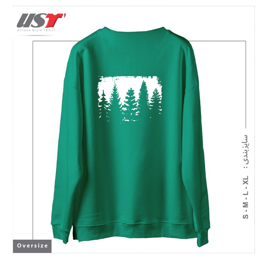 طرح FOREST SILHOUETTE سوییشرت اورسایزرنگ سبز سدری